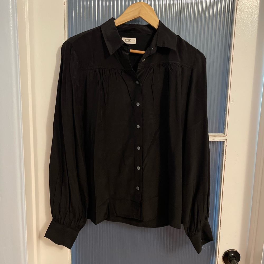 AYR Black Button Down Dress Shirt - Silk and Viscose - NWOT